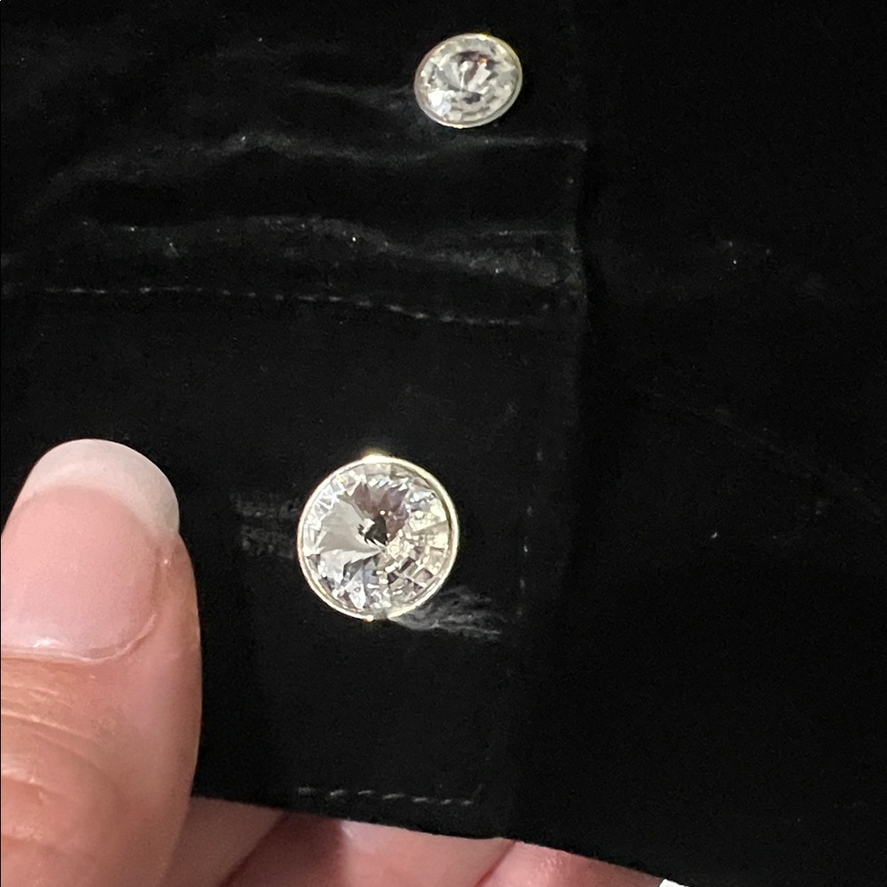 Vintage Christine Alexander Black Velvet Jacket Rhinestones Button size S - Picture 3 of 12
